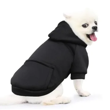 Jecikelon Winter Dog Hoodie with Pockets - Black XX-Small
