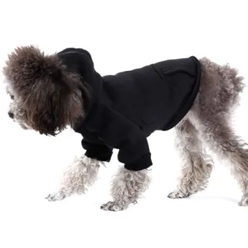 Jecikelon Winter Dog Hoodie with Pockets - Black XX-Small