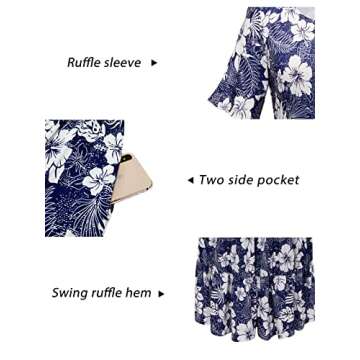 STYLEWORD Casual Dresses for Women Short Sleeve High Waist Tiered Midi Summer Beach Vacation Outfits Spring Dresses 2024(Floral05,L)