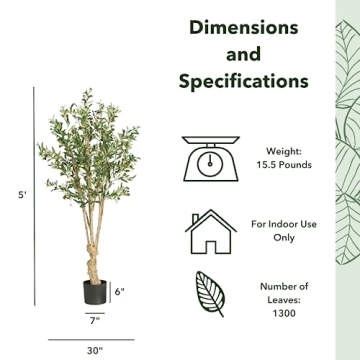 Nearly Natural Olive Silk Tree - 5 Feet of Lifelike Beauty