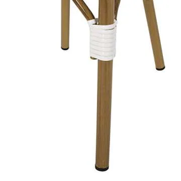 Christopher Knight Home Gwendolyn Outdoor French Bistro Chairs (Set of 4), Gray + White + Bamboo Print Finish