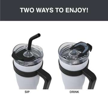 HYDRAFLOW Capri - 40oz Tumbler with Straw - Triple Wall Vacuum Insulated Tumbler - Insulated Smoothie Cup - Stainless Steel Tumbler - Reusable Tumbler with Lid - Powder Aqua