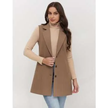 IDEALSANXUN Long Vest for Women Sleeveless Blazer Jackets Trench Coat 2024 Wool Coat Jackets Fall Fa...