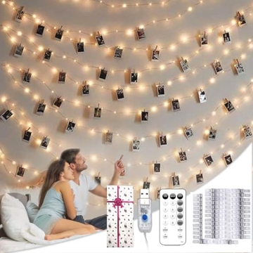 BRYUBR USB Photo Clip String Lights with Remote