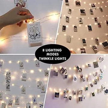 BRYUBR USB Photo Clip String Lights with Remote