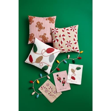 Mud Pie Lights Beaded Pillow, 18" x 18", White