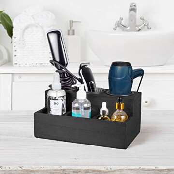 TERRA HOME Hair Tool Organizer - Vintage Black Hot Hair Styling Tool Holder Holds All Hair Accessories, Vanity Accessories - All in One Hair Care Styling Tool Organizer (Vintage Black)