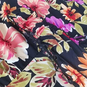 OSTOO Women's 2024 Summer Boho Floral Print Tiered Casual Flowy Long Maxi Dress(Black,M)