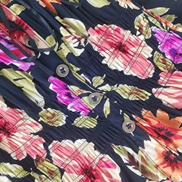 OSTOO Women's 2024 Summer Boho Floral Print Tiered Casual Flowy Long Maxi Dress(Black,M)