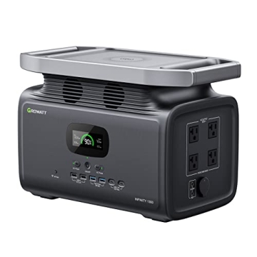 GROWATT Infinity 1300 Portable Power Station, 1800W Electric Solar Generator,1382Wh LiFePO4 Battery,...