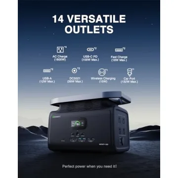 GROWATT Infinity 1300 Portable Power Station, 1800W Electric Solar Generator,1382Wh LiFePO4 Battery, 14 Outlets for Home Backup, Power Outages,Outdoor Camping (Solar Panel Optional)