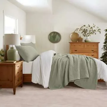 EVERGRACE Cotton Coverlet Set Full Queen Size 3 Pieces, Lightweight Soft Ribbed Matelassé Bedspread...