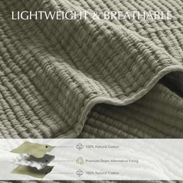 EVERGRACE Lightweight Cotton Coverlet Set for All Seasons