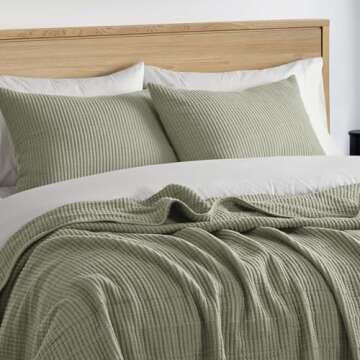 EVERGRACE Lightweight Cotton Coverlet Set for All Seasons
