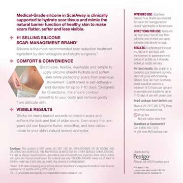 GoodSense ScarAway Advanced Skincare Silicone Scar Sheets for C-Sections, Reusable Sheets (1.5” x 7”) for Hypertrophic and Keloid Scars from Injury, Burn, Surgery and more, 4 Sheets