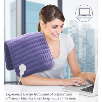 Heating Pad for Pain Relief | Electric Heat Pad for Back, Neck, Shoulder & Cramps | 6 Heat Settings,...