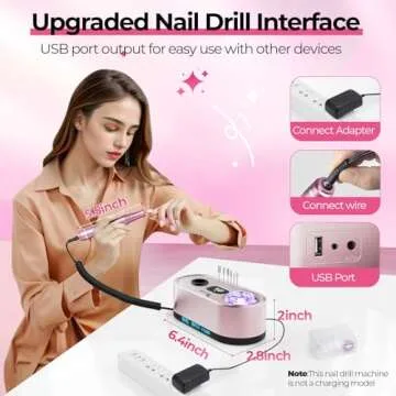 JOSGLOI Electric Nail Drill Professional: 40000RPM Electric Nail File Kit E File Nail Drill Machine with LCD Display for Acrylic Gel Nail, Manicure Pedicure Polishing Nail Grinder for Salon Home Use