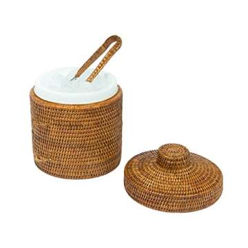 La Jolla Rattan Ice Bucket with Tongs - Perfect for Entertaining