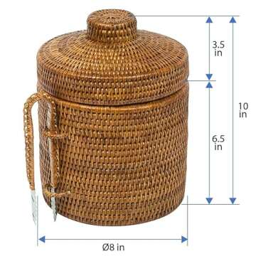 La Jolla Rattan Ice Bucket with Tongs - Perfect for Entertaining
