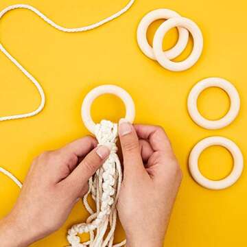 Juvale Unfinished Natural Wood Rings for Crafts, Macrame Projects, Jewelry Making, DIY Pendant Conne...