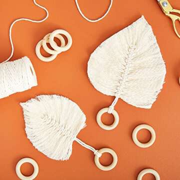 Juvale Unfinished Natural Wood Rings for Crafts, Macrame Projects, Jewelry Making, DIY Pendant Connectors (2.1 Inches) 20 Pack