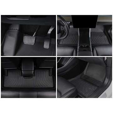 EXCEL LIFE All Weather Full Set of TPE Rubber Floor Mats and Rear Trunk Cargo Tray for Tesla Model 3...