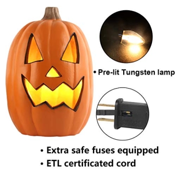 Light Up Halloween Jack O' Lantern - 20 Inch Decorative Pumpkin