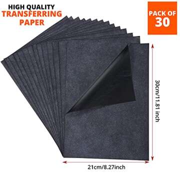 Paperzoid 30-Pack Carbon Paper for Tracing Patterns and Sketches, (8.5x11 Inches) A4 Size
