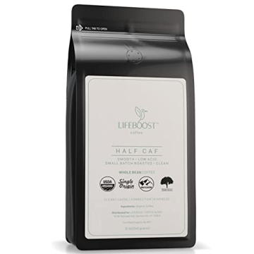 Lifeboost Coffee Half Caff Whole Bean Coffee - Low Acid Single Origin USDA Organic Coffee - Non-GMO ...