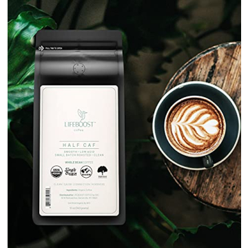 Lifeboost Half Caff Whole Bean Coffee Low Acid Organic