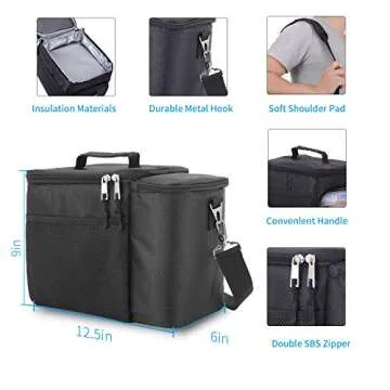 Top&Top Insulated Lunch Box Set and Cooler Bag for Men, Women (Tote Lunch Bag Includes 3 Reusable Me...