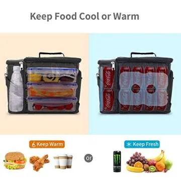 Top&Top Insulated Lunch Box Set and Cooler Bag for Men, Women (Tote Lunch Bag Includes 3 Reusable Meal Prep Containers + 2 Ice Pack + Detachable Shoulder Strap) Lunch Box for School, Office, Camping