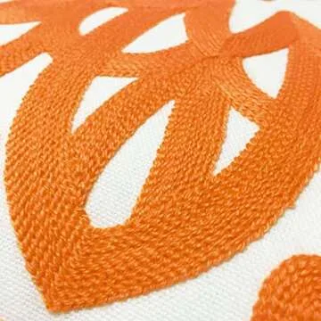 Alysheer Embroidered Decorative Throw Pillow Cover 18x18 inch, Cozy Warm Boho Mandala Knit Pattern Soft 100% Cotton Canvas Cushion Case for Sofa Couch Living Room Bedroom Gifts (Fresh Orange)