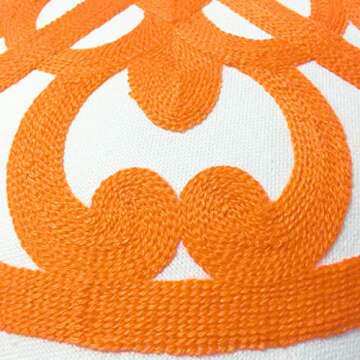 Alysheer Embroidered Decorative Throw Pillow Cover 18x18 inch, Cozy Warm Boho Mandala Knit Pattern Soft 100% Cotton Canvas Cushion Case for Sofa Couch Living Room Bedroom Gifts (Fresh Orange)