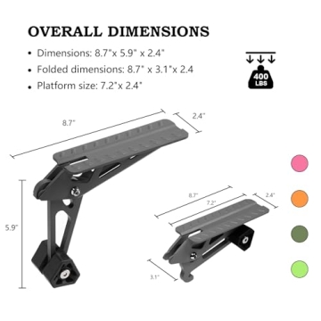COWVIE Foldable Car Door Step Stand Pedal - Access to Vehicle's Top Roof Both Feet Stand Pedal Ladder for Most SUV Truck Jeep Black