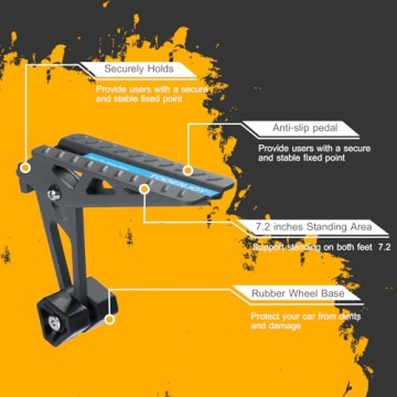 COWVIE Foldable Car Door Step Stand Pedal - Access to Vehicle's Top Roof Both Feet Stand Pedal Ladder for Most SUV Truck Jeep Black