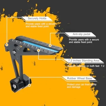 COWVIE Foldable Car Door Step Stand Pedal - Access to Vehicle's Top Roof Both Feet Stand Pedal Ladder for Most SUV Truck Jeep Black