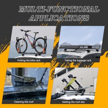 COWVIE Foldable Car Door Step Stand Pedal - Access to Vehicle's Top Roof Both Feet Stand Pedal Ladder for Most SUV Truck Jeep Black