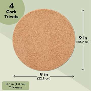 4 Pack Cork Trivets for Hot Dishes - Stylish Protection