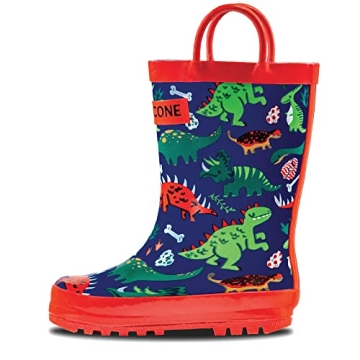 Lone Cone Rain Boots with Easy-On Handles for Toddlers and Kids - Puddle-a-Saurus Dinosaur