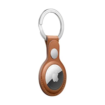 Apple AirTag Leather Key Ring - Saddle Brown