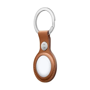 Apple AirTag Leather Key Ring - Saddle Brown