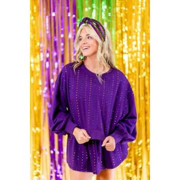 Mardi Gras Headband Sparkle Purple Green Gold Sequins Beads Mardi Gras Knotted Headband for Women Wide Knot Carnival Parade Thick Hairband New Orleans Fat Tuesday Hair Accessories Gift