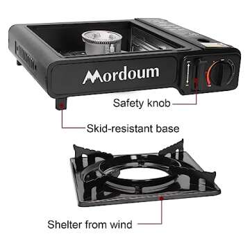 Mordoum Portable Butane Camping Stove for Outdoor Cooking