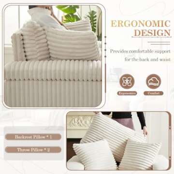 Oversized Chaise Lounge Chair Indoor with Ottoman,43.3" W Corduroy Upholstered Comfy Sofa,Modern Fluffy Couch with Deep Seat,Leisure Sleeper Sofa Chair for Living Room,Bedroom,Office(1 Seater,Beige)