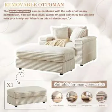 Oversized Chaise Lounge Chair with Ottoman for Comfort