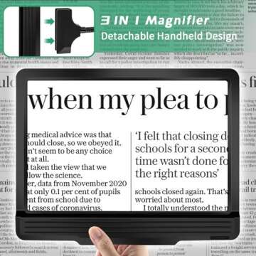 5X Rechargeable Floor Magnifying Glass with Light and Stand,43 LED Flexible Gooseneck Hands Free Magnifying Lamp,2-in-1 Large Lighted Magnifiers for Reading,Sewing,Crafts,Painting,DIY & Close Work