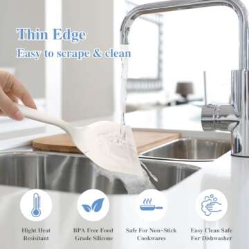 Armrouns Silicone Wide Pancake Spatula Turner, Heat Resistant flipper Spatulas for Cooking, Pancake, Pizza, Omelet.