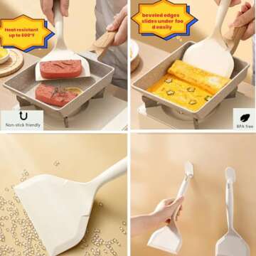 Armrouns Silicone Wide Pancake Spatula Turner, Heat Resistant flipper Spatulas for Cooking, Pancake, Pizza, Omelet.