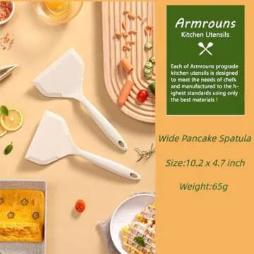 Armrouns Silicone Wide Pancake Spatula Turner, Heat Resistant flipper Spatulas for Cooking, Pancake, Pizza, Omelet.